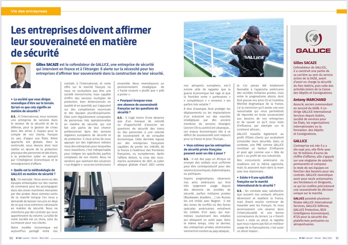 gilles sacaze dans le défense magazine 