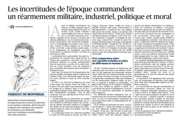 tribune dans le figaro thibault de montbrial